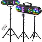 LIGHT4ME MAGIC BAR 2 multiefekt świetlny na dyskotekę imprezę do klubu efekt par Magic Ball biały stroboskop UV 2x laser R/G pilot bezprzewodowy statyw zestaw POWYSTAWOWA