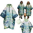 DH Garden Poncho Zielona Rzeka 145x115 cm kurtka płaszcz peleryna z kapturem duża kieszeń na zamek