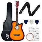 V-TONE AG ONE SB acoustic guitar 4/4 sunburst to learn for beginners picks strap spare strings cover chords set
