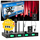 DNA RV-4 MIX mikrofon bezprzewodowy 2x nadajnik doręczny 2x nadajnik nagłowny + bodypack odbiornik zestaw UHF 518-542 MHz  