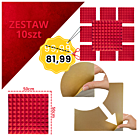 DNA AM2 RD panel akustyczny zestaw 10 szt. czerwony samoprzylepna pianka mata wygłuszająca redukcja echa pogłosu