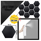 DNA AM3 BK panel akustyczny zestaw 10 szt. czarny sześciokątny pianka mata wygłuszająca redukcja echa pogłosu