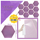 DNA AM3 PR panel akustyczny zestaw 10 szt. fioletowy sześciokątny pianka mata wygłuszająca redukcja echa pogłosu