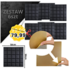 DNA AM5 BK panel akustyczny zestaw 6 szt. czarny samoprzylepna pianka mata wygłuszająca redukcja echa pogłosu