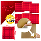 DNA AM5 RD panel akustyczny zestaw 6 szt. czerwony samoprzylepna pianka mata wygłuszająca redukcja echa pogłosu