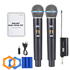 DNA BAT DUAL VOCAL SET zestaw bezprzewodowy akumulatorowy 2x mikrofon doręczny odbiornik UHF 518-542 MHz pierścień przeciw toczeniu adapter jack 6,35 mm - jack 3,5 mm 2x osłona przeciwwietrzna