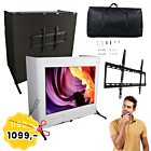 DNA DJ TV SCREEN stół stanowisko DJ uchwyt do telewizora 2 blaty czarna biała osłona pokrowiec do 70 kg