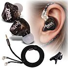 DNA EHX1 słuchawki douszne zamknięte przewodowe monitorowe IEM odczepiany skręcany przewód słuchawkowy 1,5 m 3 pary nakładek S/M/L klips do przewodu