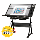 DNA PRO DESK 1 biurko stół kreślarski z szufladami szkło hartowane 120x60 cm
