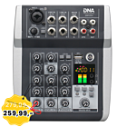 DNA QMX502 analogowy mikser dźwięku 5 kanałów Bluetooth USB MP3 Phantom +48V akumulator 2500 mAh