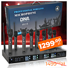 DNA RV-8 zestaw bezprzewodowy 8x bateryjny mikrofon doręczny odbiornik UHF 610-690 MHz 8x40 kanałów
