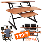 DNA SD1 biurko studyjne stanowisko robocze blat półka na sprzęt audio wysuwana półka na klawiaturę rack 2x4U 100 cm