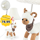 Lampka Stołowa Biurkowa Nocna DZIECIĘCA ABAŻUR ALPAKA OWCA 48 CM + ŻARÓWKA