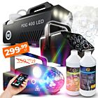 LIGHT4ME GIG SET 2 wytwornica dymu 400W LED płyn do dymu 1l akumulatorowa wytwornica baniek płyn do baniek 1l efekt oświetleniowy 4w1 RGBW+RGB+laser R/G zestaw na event imprezę