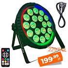 LIGHT4ME HEX PAR RING reflektor sceniczny efekt oświetleniowy DMX 18x6W RGBWA+UV LED+30x0,3W RGB SMD 5050 LED efekt ring pilot bezprzewodowy 2x uchwyt montażowy