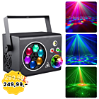 LIGHT4ME PARTY BOX-A efekt dyskotekowy multiefekt oświetleniowy LED DMX 5w1 gobo 6x3W R/G/B/W/P/Y kula disco 3x1W R/G/B laser R/G biały stroboskop 1x10W W uchwyt montażowy