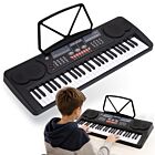 MK 632 KEYBOARD elektroniczny edukacyjny przenośny czarny 54 klawisze instrument dla dzieci do nauki gry pulpit do nut mikrofon przewodowy wbudowane głośniki wyjście słuchawkowe zestaw