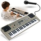 MQ 807 USB KEYBOARD elektroniczny edukacyjny szary 54 klawisze instrument dla dzieci do nauki gry odtwarzacz MP3 pulpit do nut mikrofon przewodowy wbudowane głośniki stereo wyjście słuchawkowe zestaw
