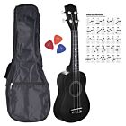 NN UK 01 BLACK ukulele sopranowe czarne pokrowiec