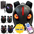 DH Style Cycling Backpack plecak rowerowy motocyklowy 2x ekran LED RGB oczy wodoodporny USB-A aplikacja Bluetooth