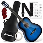 SUPRIMO CG34 BB gitara klasyczna 3/4 36 cali blueburst do nauki dla początkujących 2 zaczepy na pasek 3 kostki do gry pasek do gitary zapasowe struny pokrowiec transportowy akordy zestaw