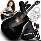 SUPRIMO CGS2 BK gitara klasyczna 4/4 czarna do nauki dla początkujących kostki pasek zapasowe struny pokrowiec akordy zestaw