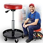 SUPRIMO CRB1 stołek warsztatowy na kółkach regulowany taboret obrotowy 360° do garażu mechanika wygodne siedzisko 32 cm stalowy mobilny do warsztatu garażu i serwisu