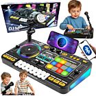 SUPRIMO DJ KID konsola mikser DJ dla dzieci podświetlenie LED Bluetooth mikrofon uchwyt mikrofonowy naklejki na przyciski podpórka na smartfon zestaw