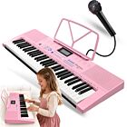 SUPRIMO EK611 PK keyboard elektroniczny edukacyjny 61 klawiszy różowy pulpit do nut mikrofon przewodowy zestaw