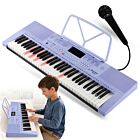 SUPRIMO ELK61 keyboard elektroniczny edukacyjny fioletowy 61 klawiszy podświetlana klawiatura instrument dla dzieci do nauki gry pulpit do nut mikrofon wbudowane głośniki stereo wyjście słuchawkowe zestaw