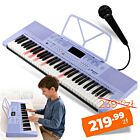 SUPRIMO ELK61 keyboard elektroniczny edukacyjny fioletowy 61 klawiszy podświetlana klawiatura instrument dla dzieci do nauki gry pulpit do nut mikrofon głośniki stereo wyjście słuchawkowe zestaw