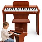 SUPRIMO KID PIANO 1 WOOD mini pianino cyfrowe przenośne trójnożne wolnostojące brązowe 37 klawiszy zasilanie sieciowe na baterie pulpit do nut stołek do 20 kg