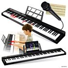SUPRIMO P-881 BK pianino cyfrowe przenośne czarne 88 dynamicznych podświetlanych klawiszy Bluetooth MP3 mikrofon pulpit do nut naklejki edukacyjne zestaw