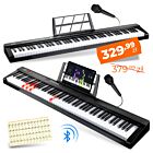 SUPRIMO P-881 BK pianino cyfrowe przenośne czarne 88 dynamicznych podświetlanych klawiszy Bluetooth MP3 mikrofon pulpit do nut naklejki edukacyjne zestaw
