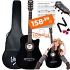 V-TONE AG ONE BK gitara akustyczna 4/4 czarna do nauki dla początkujących kostki pasek zapasowe struny pokrowiec akordy zestaw