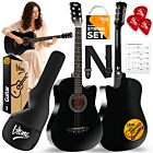 V-TONE AG ONE BK gitara akustyczna 4/4 czarna do nauki dla początkujących kostki pasek zapasowe struny pokrowiec akordy zestaw