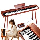 V-TONE BL-130 pianino cyfrowe czteronożne brązowe wolnostojące 88 klawiszy Bluetooth MIDI pulpit do nut 3 pedały pianinowe zasilanie sieciowe wbudowane głośniki 3x wyjście słuchawkowe wejście audio zestaw