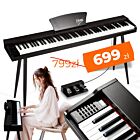 V-TONE BL-130 BK pianino cyfrowe czteronożne czarne wolnostojące 88 klawiszy Bluetooth MIDI pulpit do nut 3 pedały pianinowe zasilanie sieciowe głośniki 3x wyjście słuchawkowe wejście audio zestaw
