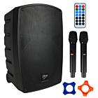 V-TONE BQ12 GO MP3 kolumna aktywna akumulatorowa czarna Bluetooth TWS USB SD DSP AUX pilot na podczerwień 2x mikrofon bezprzewodowy wysuwana rączka kółka transportowe zestaw