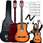 V-TONE CG ONE SB gitara klasyczna 4/4 sunburst do nauki dla początkujących kostki pasek zapasowe struny pokrowiec akordy zestaw