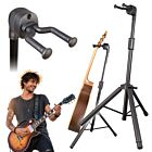 V-TONE DELUXE G1 statyw gitarowy stojak na gitarę regulowany składany stalowy czarny uchwyt widełkowy z grawitacyjną blokadą ramion 77-120 cm do 10 kg