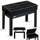 V-TONE PB2 BK ława do pianina keyboardu czarna tapicerowana siedzisko dla muzyka schowek regulowana 49-57 cm do 140 kg