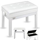 V-TONE PB2 WH ława do pianina keyboardu biała tapicerowana siedzisko dla muzyka schowek regulowana 49-57 cm do 140 kg