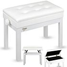 V-TONE PB4 WH ława do pianina keyboardu biała tapicerowana siedzisko dla muzyka schowek regulowana 49-57 cm do 140 kg