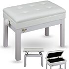 V-TONE PB2 WH ława do pianina keyboardu biała tapicerowana siedzisko dla muzyka schowek regulowana 49-57 cm do 140 kg