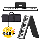 V-TONE PFP pianino cyfrowe przenośne składane czarne 88 klawiszy pulpit do nut pokrowiec USB-C