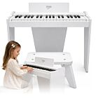 V-TONE PJR 50 WH elektroniczne pianino cyfrowe białe mini fortepian koncertowy dla dzieci stołek naklejki edukacyjne na klawisze wbudowany głośnik zestaw