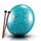 V-TONE VBJ 12-13 C stalowy bęben językowy tank drum hank drum cyjan 12 cali 13 tonów pałeczki perkusyjne pokrowiec z paskiem 4 nakładki na palce podstawka na pałeczki naklejki lista melodii ściereczka zestaw