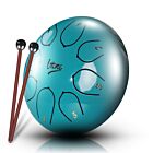 V-TONE VBJ 6-8 C stalowy bęben językowy tank drum hank drum cyjan 6 cali 8 tonów pałeczki perkusyjne etui 4 nakładki na palce podstawka na pałeczki naklejki lista melodii zestaw