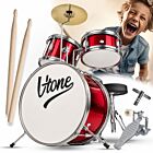 V-TONE VDJR 1 RD mini perkusja akustyczna trzyczęściowa czerwona dla dzieci pałeczki perkusyjne pady wyciszające stołek klucz perkusyjny zestaw
